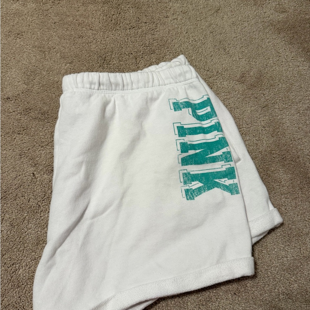 PINK Victoria's Secret White Elastic Waist Drawstring Shorts - Picture 4 of 4